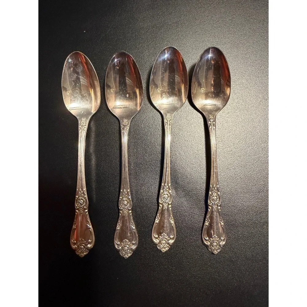 Oneida Wm Rogers Silverplate Demitasse spoons Vanessa Francesca Floral‎ Set of 4